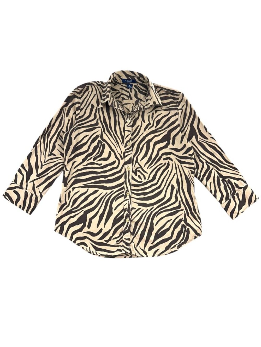 Chaps Zebra Print Button Down Blouse